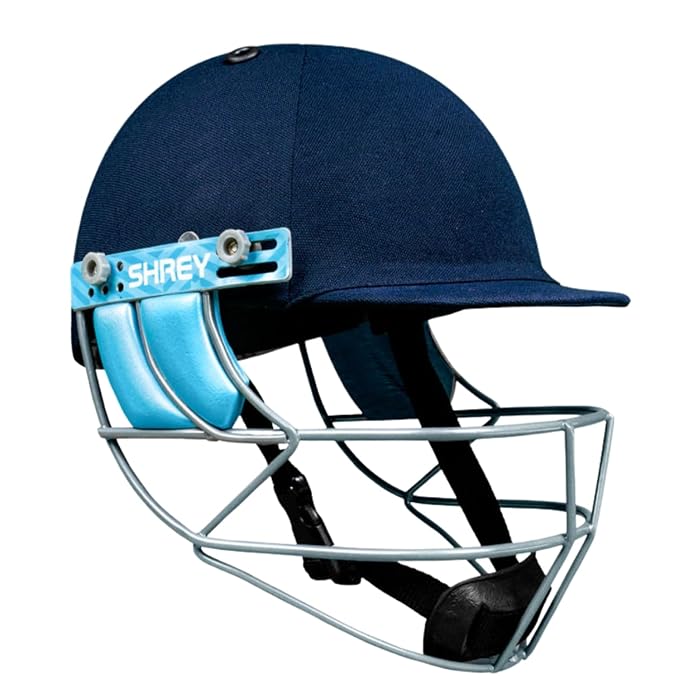 Shrey Match 3.0 Mild Steel Visor Cricket Helmet | Helmet with Adjustable Steel Visor, Air Vent Holes | Comfortable Fit | Better Visibility (Navy - S)