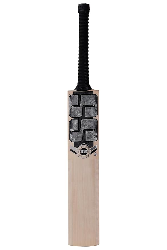 SS Premium Silver Kashmir Willow Cricket Bat - SH | Selected Grade 3 Air Dried Willow | Massive TON Edges | 3-Tone Grip | Wide Play Area | with SS Bat Cover | Made in India