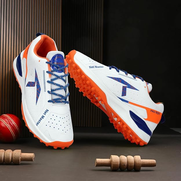 PRO KVH Men’s Net Master Professional Cricket Shoes | Lightweight Rubber Spikes for Turf & Hard Pitch | Breathable Mesh Upper with Super Grip EVA Cushioning Sports Shoes