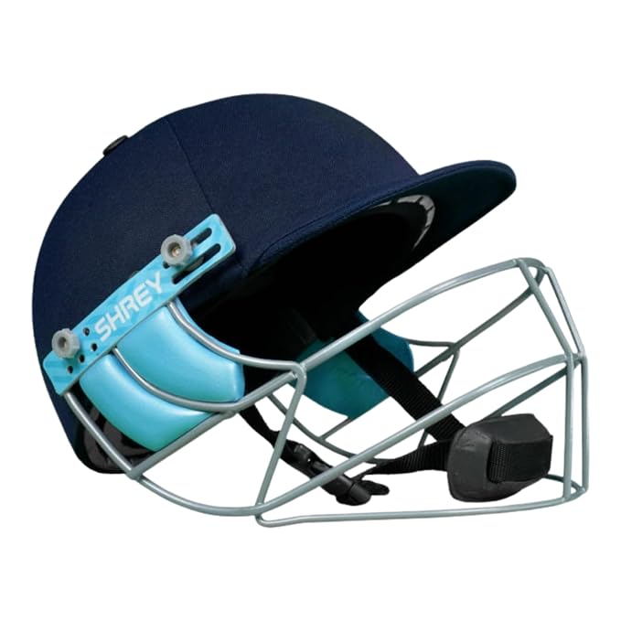 Shrey Match 3.0 Mild Steel Visor Cricket Helmet | Helmet with Adjustable Steel Visor, Air Vent Holes | Comfortable Fit | Better Visibility (Navy - S)