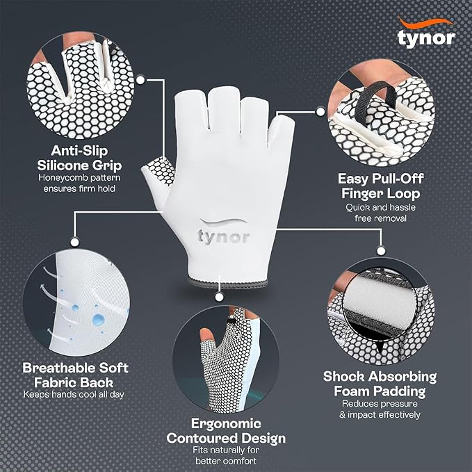 TYNOR Tynorgrip Fielding Gloves, Grey, Medium, 1 Pair