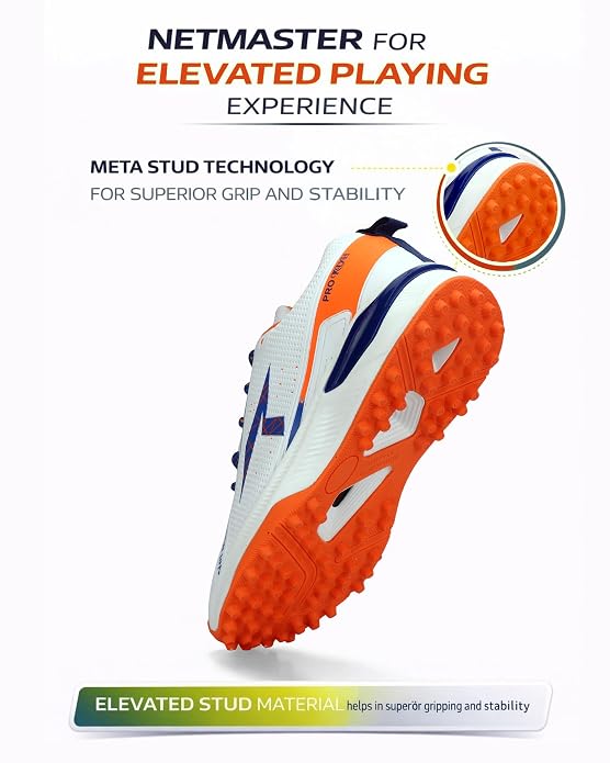 PRO KVH Men’s Net Master Professional Cricket Shoes | Lightweight Rubber Spikes for Turf & Hard Pitch | Breathable Mesh Upper with Super Grip EVA Cushioning Sports Shoes