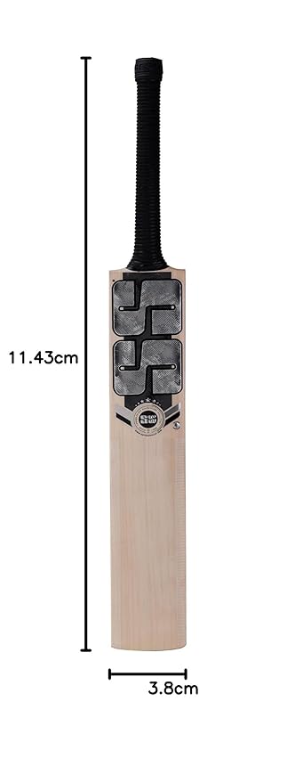 SS Premium Silver Kashmir Willow Cricket Bat - SH | Selected Grade 3 Air Dried Willow | Massive TON Edges | 3-Tone Grip | Wide Play Area | with SS Bat Cover | Made in India