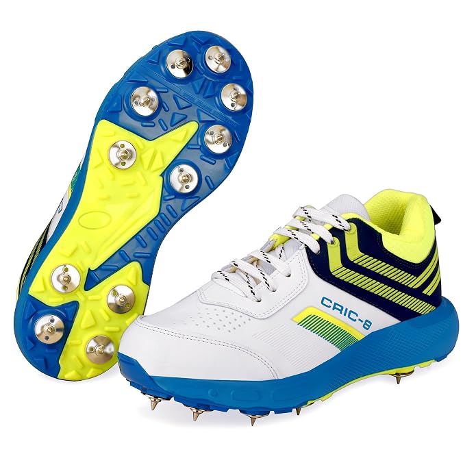 PRO KVH Spike 2.0 Cricket Shoes for Men | Professional Metal Spike Cricket Shoe for Turf & Ground | Lightweight:: High Grip:: Cushioned Sole | Ideal for Bowling