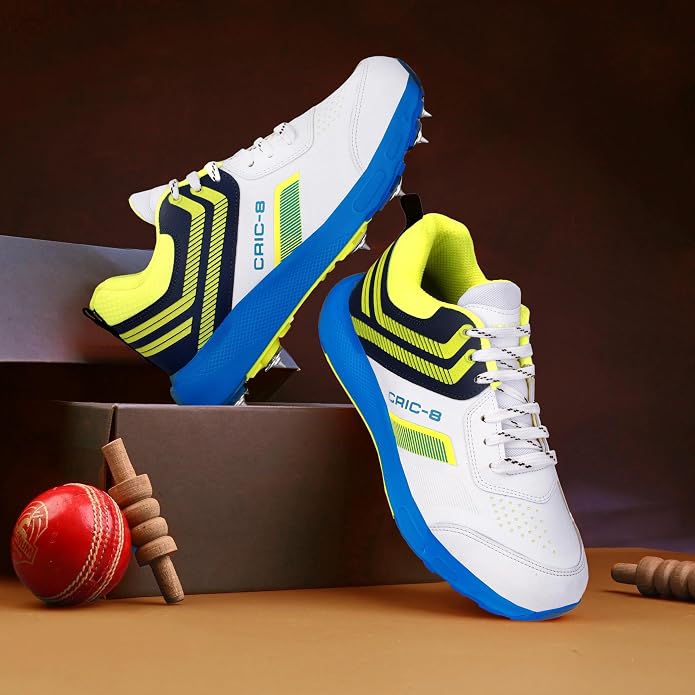 PRO KVH Spike 2.0 Cricket Shoes for Men | Professional Metal Spike Cricket Shoe for Turf & Ground | Lightweight:: High Grip:: Cushioned Sole | Ideal for Bowling
