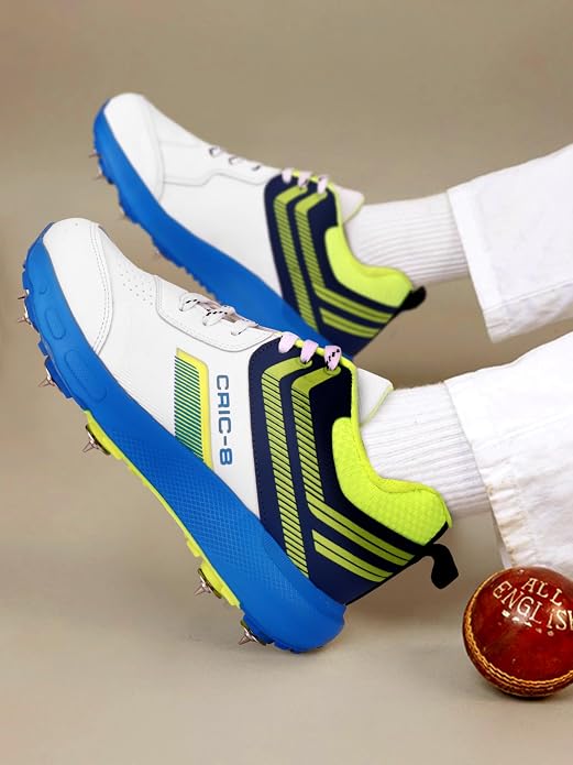 PRO KVH Spike 2.0 Cricket Shoes for Men | Professional Metal Spike Cricket Shoe for Turf & Ground | Lightweight:: High Grip:: Cushioned Sole | Ideal for Bowling