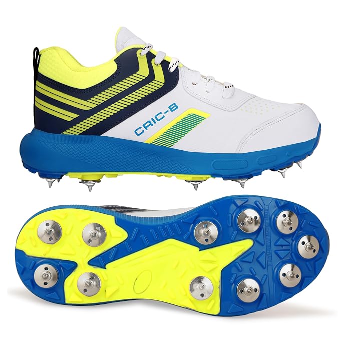 PRO KVH Spike 2.0 Cricket Shoes for Men | Professional Metal Spike Cricket Shoe for Turf & Ground | Lightweight:: High Grip:: Cushioned Sole | Ideal for Bowling